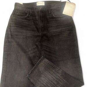 Current/Elliott The Vintage Cropped Slim Black Jeans in Belmont Studded 28